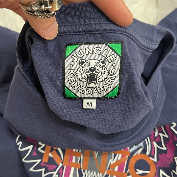 EUC Men’s Medium/Women’s Large Kenzo Graphic Tiger Print Cotton Tee Dark Navy - Picture 10 of 12